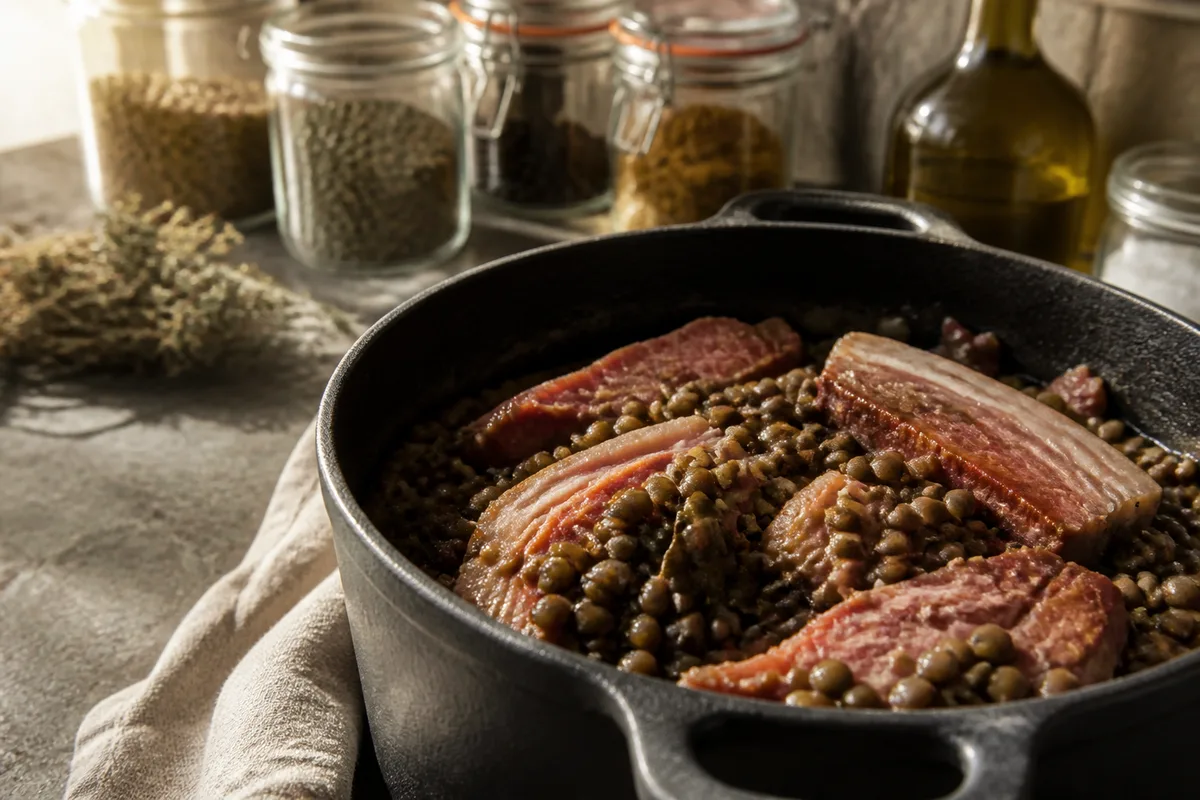 Petit salé aux lentilles : dessalage, cuisson lente et lentilles qui tiennent